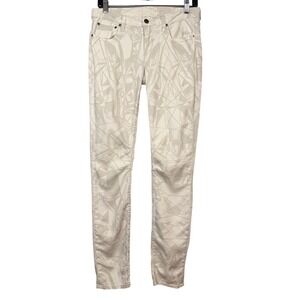 HELMUT LANG Low Rise Stretch Skinny Jeans, White Gray Origami Pattern, Size 26